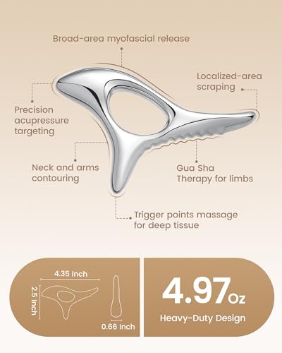 Trigger Point Massage Tool for Deep Tissue, Muscle Scraper Tool for Fascia Release, Metal Body Gua Sha Tool, Lymphatic Drainage Massager, Thumb Saver,Scar Tissue Massage,Acupressure Tool