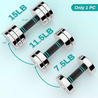 LIFERUN Single Steel Adjustable Dumbbell, 5/10/15lb Free Weight Single Dumbbell, Non-Slip and Comfortable Foam Handle, Adjustable Single Dumbbell for Home Gym Office Exercise - style: 1x15lb