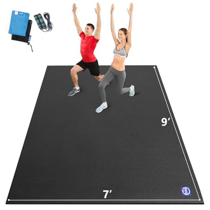 MRO Extra Large Exercise Mat 12'x7'/9'x7'/7'x7'/7'x5'(7mm) - color: Black, size: 7*9 FT