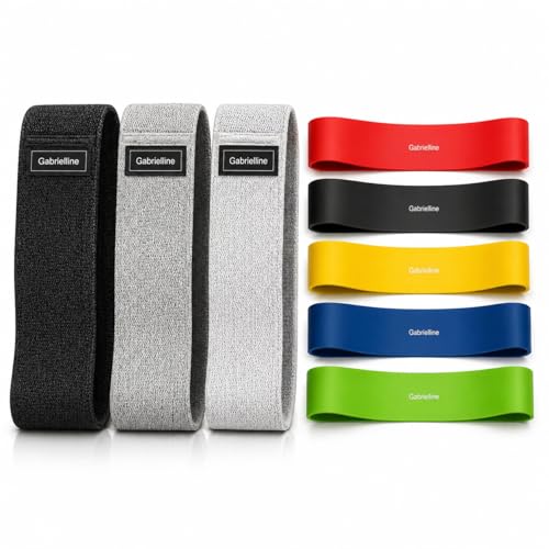 8-Piece Resistance Bands Set – 5 Latex Bands + 3 Fabric Booty Bands – Full Body Home Workout Kit for Women & Men