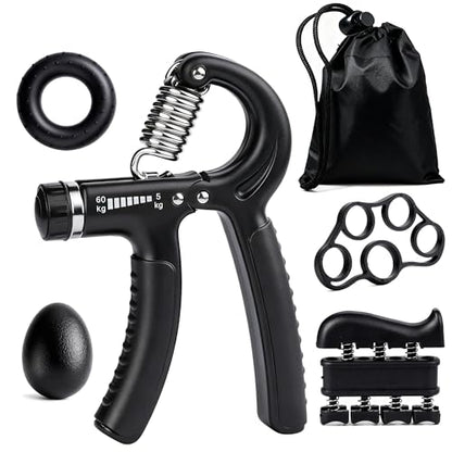 Hand Grip Strength Trainer Kit, 5 Pack Forearm Gripper Strengthener Adjustable Resistance, Hand Strengthening Devices
