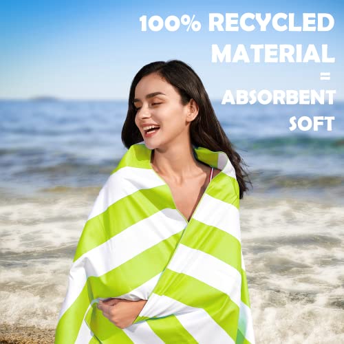 Your Choice Microfiber Beach Towel Sand-Free Quick Dry (67"x35"/60"x30") - color: X-light Green Stripes, size: Large(60x30")