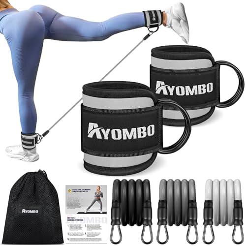 Ankle Resistance Bands with Cuffs, Home Gym Workout Equipment, Lifting Glute Butt Exercise Equipment for Women, Ankle Weights Fitness Set, Leg Booty Equipment for Training Perfect Body Shape - color: A-Grey