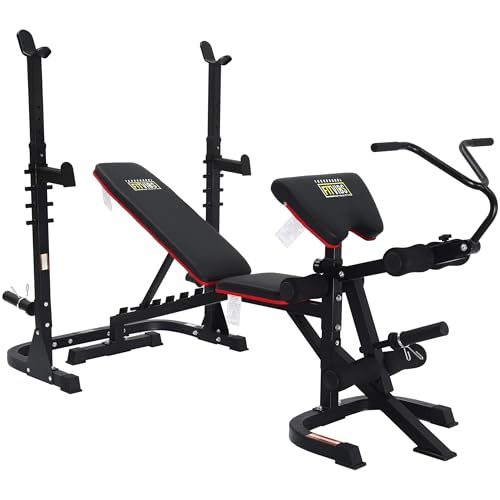 Fitvids Adjustable Weight Bench, Workout Bench for Home Gym, Adjustable Weight Bench Set Workout Machine with Leg Extension and Curl Machine