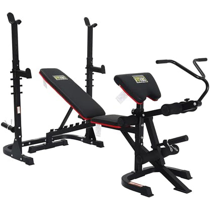 Fitvids Adjustable Weight Bench, Workout Bench for Home Gym, Adjustable Weight Bench Set Workout Machine with Leg Extension and Curl Machine