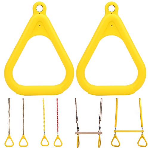 Gymnastics Rings Kids, Pull Up Bar for Kids Pull Up Ring Plastic Yellow Kids Children Flying Gym Rings for Sports Game Outdoor Indoor Fitness Equipment (Yellow)