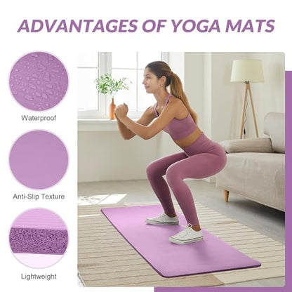 Quality Exercise Yoga Mat, 1/2-Inch Thick High-Density Foam for Full-body workout, Anti-Tear and non-slip Surface, Includes Carry Strap for Home & Studio Workouts,Multiple Options
