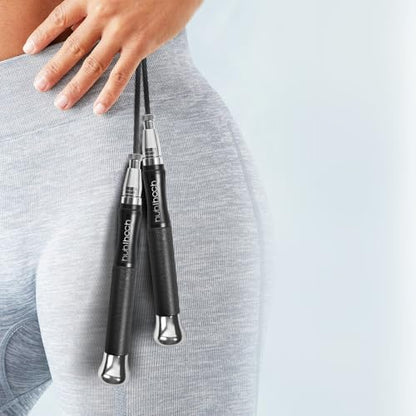 Speed Weighted Jump Rope with Secure Lock Mechanism, 360° Smooth Swivel, Non-Slip Matte Textured Handles, Features 2 Performance Cords for Effective Fitness Workouts