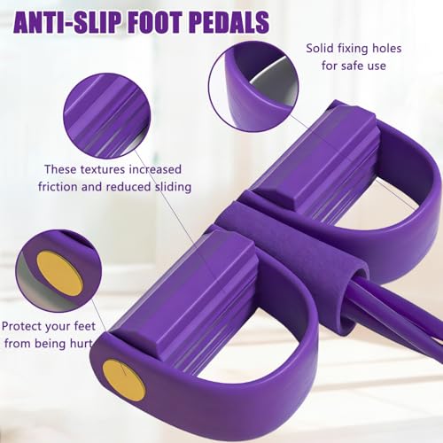Pedal Resistance Band with Handle, 6-Tube Elastic Yoga Pedal Puller, Multifunction Tension Rope for Home Gym Arm and Waist Training Pedal Band