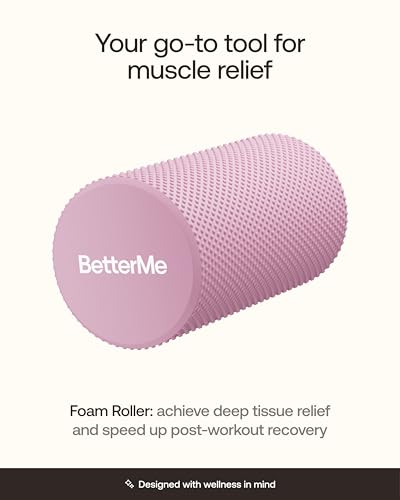 BetterMe Foam Roller for Muscle Recovery – High Density Exercise Roller for Back &Legs – Deep Tissue Massage Roller for Tension, Relief & Stretching (Raspberry Pink)