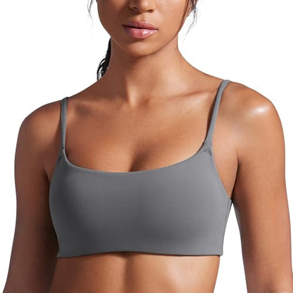 CRZ YOGA Butterbreeze Scoop Neck Sports Bras - color: Lava Smoke Grey, size: Large