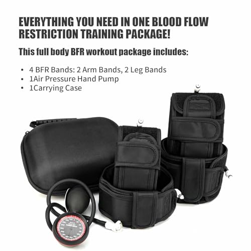 BFR Training System Blood Flow Restriction Bands Complete Arm Package，Upper and Lower limbsfor Rock-Solid Results (Full Set), black