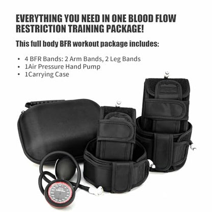 BFR Training System Blood Flow Restriction Bands Complete Arm Package，Upper and Lower limbsfor Rock-Solid Results (Full Set), black