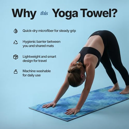 Pilates Mat Towel with Bag | Yoga Towels for Hot Yoga Non Slip | Gym Towels for Women | Sweat Towels for Gym | Big Towels | Workout Towels for Gym Sweat | Yoga Matt | Extra Large Towels