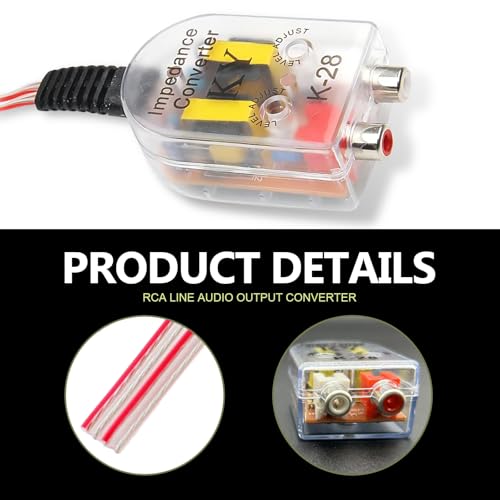 Speaker Output to RCA Line Control Audio Signal Adapter, K-28 CD Player High Frequency to Low Frequency Audio Wiring Harness Converter, for Cars (Transparent)