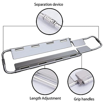 Folding Aluminum Stretcher Board - Portable Ambulance Gurney with Safe Str, Lightweight Spine Board for Emerncy Mcal Use, Camping & First Aid