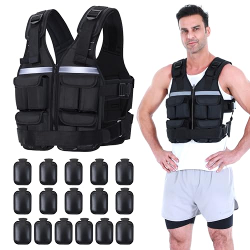 Sportneer Adjustable Weighted Vest Weights: 2-18 lbs/2-42 lbs Washable Weight Vest for Walking 16 In 1 Fast Adjust Rucking Vest for Women and Men Home Gym Running Jogging Strength Training Vests - color: Black, size: 2-42 lbs