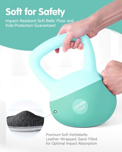 Soft Kettlebell - Cushioned Impact-Resistant Base and Anti-Slip, Kettle bell Anti-Slip Grip Weight for Home Workouts, Safe Strength Training Kettlebells Sets for Women & Men, With Non-slip Gloves