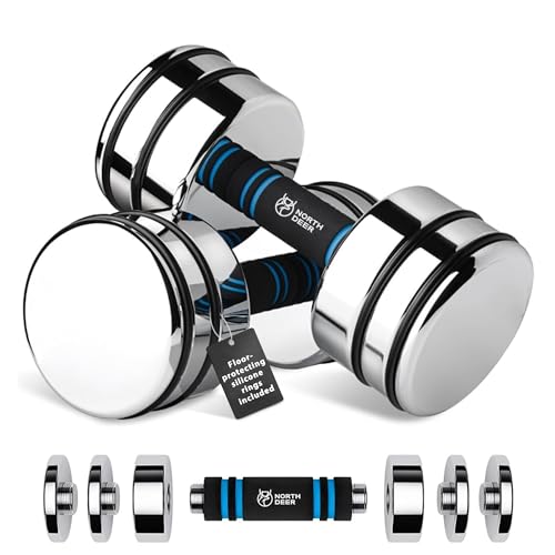 Northdeer Steel Dumbbells Ultracompact & Adjustable Chrome Dumbbell with Foam Handles 5lb 10lb 15lb 20lb 30lb 50lb Home Gym Workout (Choice of Size) - color: 10LB Pair (2×10LB Standard-Finish)