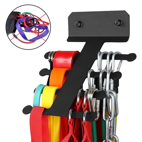 Wall Mounted Home Gym Equipment Storage Rack, Resistance Rack Band Hanger Equipment Organizer Pull up Bands Jump Ropes, Storage for Home Gym 7.99 X 4.96in