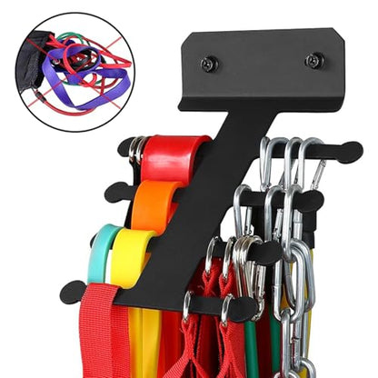 Wall Mounted Home Gym Equipment Storage Rack, Resistance Rack Band Hanger Equipment Organizer Pull up Bands Jump Ropes, Storage for Home Gym 7.99 X 4.96in