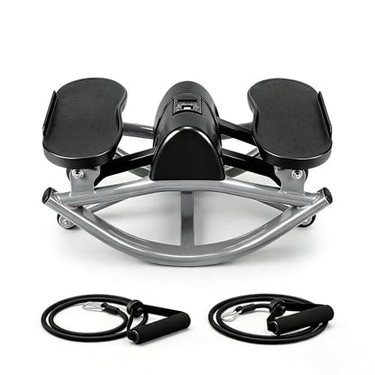 Rocking Steppers Side to Side for Exercise at Home, Fitness Rock Stepper Machine with Resistance Bands and Non-Slip Mat for Legs Glutes Workout, Portable Lateral Stepper for Home,Apartment and Office