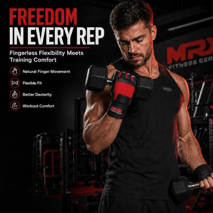 MRX Weight Lifting Gloves Gym Fitness Exercise Bodybuilding Workout Powerlifting - color: Red, size: X-Large