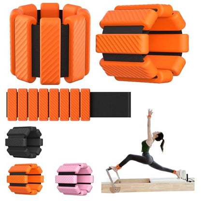 Pilates Wrist and Ankle Weights for Women, Adjustable 2 lbs Weighted Bangles for Men 1LB Each Arm Bands Foot Leg Weights for Walking Yoga Training Exercise Running Set of 2