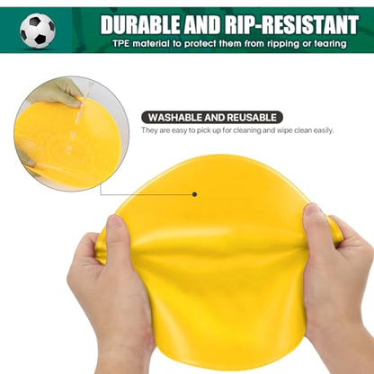Spot Markers 4inch 9inch Rubber Agility Dots Flat Cones Non Slip Sports Dots Floor Spots Agility Markers for Kids Soccer Football Basketball Speed Agility Training - style: 12pcs Yellow 9inch