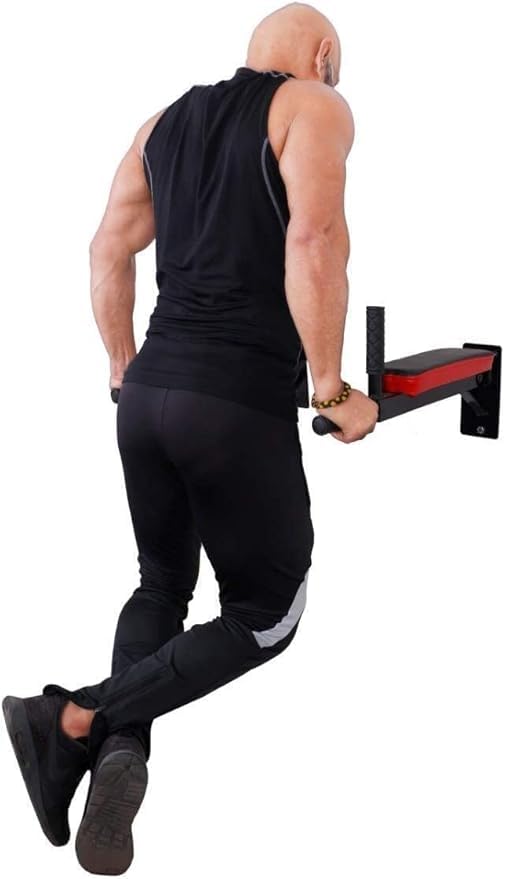 Wall Mounted Dip Station with 4 Padded Handles, Heavy Duty Exercise Bar
