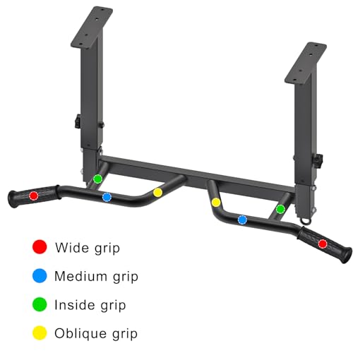 SELEWARE Heavy Duty Welded Pull Up Bar Wall/Joist/Ceiling Mount Chin Up Bar - color: F1: Black 24" Ceiling Mount Pull Up Bar
