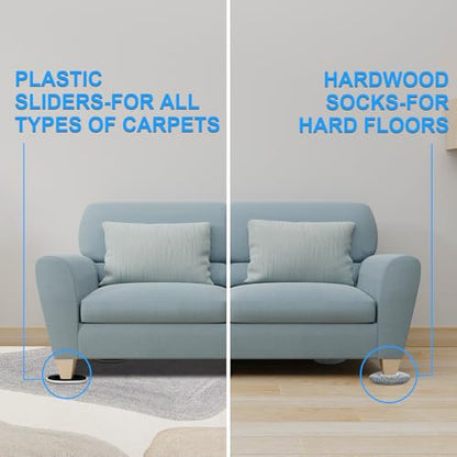 Furniture Sliders for Hardwood Floors: Multi-Surface 3-in-1 Movers Sliders - size: 5.8*4.3in Oval 8+4+1Pack