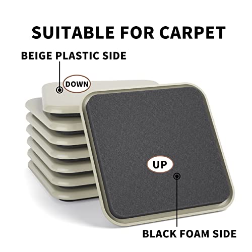 Furniture Sliders - 16 pcs-3 1/2” Square Furniture Sliders for Carpet Furniture Pads Hardwoods Floors, Heavy Duty Furniture Movers Sliders,Furniture Moving Pads, Carpet Protectors - size: 16pcs 3.5"beige