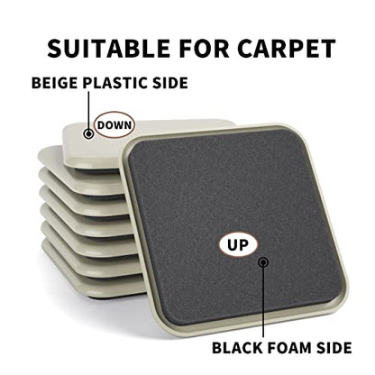 Furniture Sliders - 16 pcs-3 1/2” Square Furniture Sliders for Carpet Furniture Pads Hardwoods Floors, Heavy Duty Furniture Movers Sliders,Furniture Moving Pads, Carpet Protectors - size: 16pcs 3.5"beige