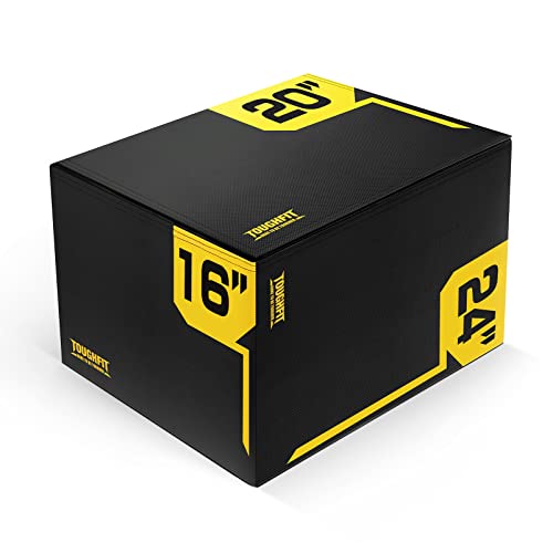 ToughFit Plyo Box - 3 in 1 Foam Plyometric Box - Jump Box for MMA, Crossfit - Adjustment Height Plyometric Jump Box for Home Gym - PVC Cover Platform & High-Density Workout Box - style: Medium - 24"x20"x16"