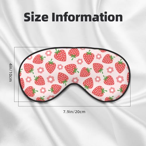 Pink Strawberry Floral Sleep Mask Eye Mask with Adjustable Strap Eye Sleep Shade Cover Blocks Light for Women Men Airplane Travel Nap - color: Pink Strawberry Floral