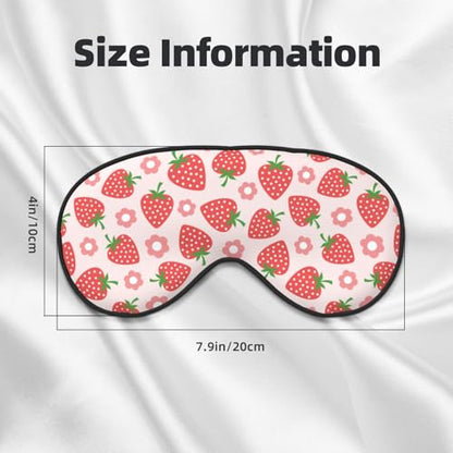 Pink Strawberry Floral Sleep Mask Eye Mask with Adjustable Strap Eye Sleep Shade Cover Blocks Light for Women Men Airplane Travel Nap - color: Pink Strawberry Floral
