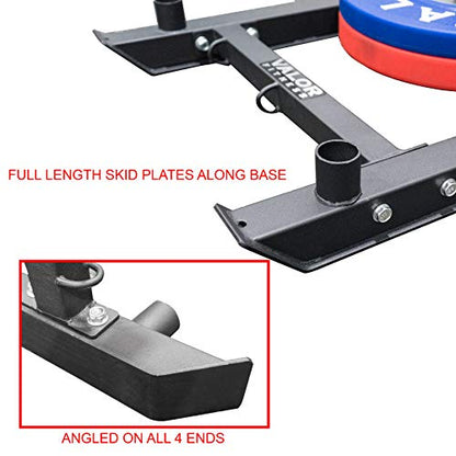 Valor Fitness Weighted Sleds for Push, Pull, and Drag Training – Strength and Conditioning Sleds with Harness and Plate Storage for Home Gym or Sports Performance
