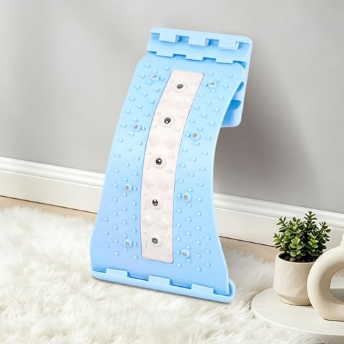 Back Stretcher with Massage Points 4 Level Adjustable Curved Ergonomic - color: Blue