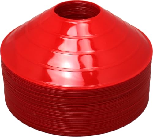 BlueDot Trading High Visibility Sports Cones for Agility Training, Soccer, Football, Field Cone Markers for Adults or Kids, Red, Quantity 100-Pack