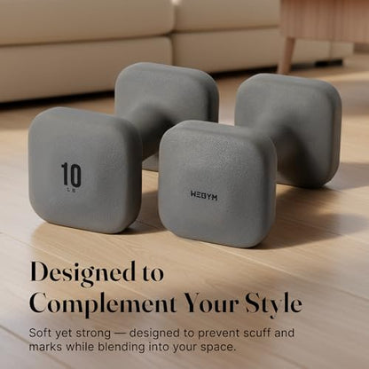 WeGym SafeGrip Square Dumbbells with Anti Slip Handles, Aesthetic Free Weights for Home Workouts, Stable Design Prevents Rolling during Floor Exercises - color: Slate, style: 10LB Pair