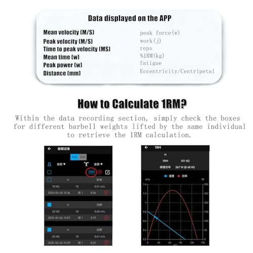 Portable Velocity-Based Training Device for Weightlifting & Squats, App Real-Time Digital Display and Voice Broadcast, ±1.0mm Detection Accuracy, Charge 2h Use 50h - size: B