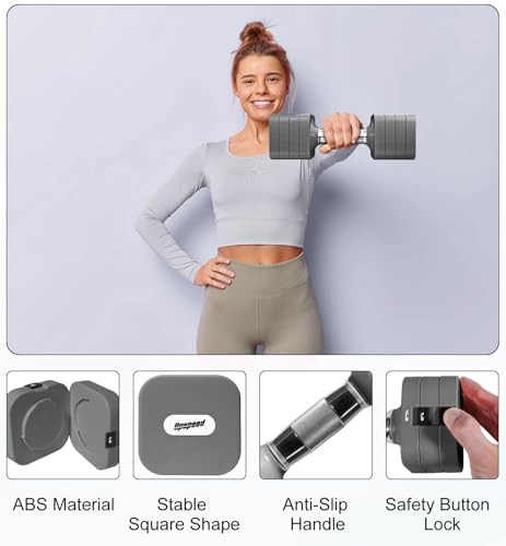 Adjustable Dumbbell Set for Women Men 7.5LB/10LB/15LB/20LB/25LB Each - color: Grey, style: 10LB Each [20 LBS Total]