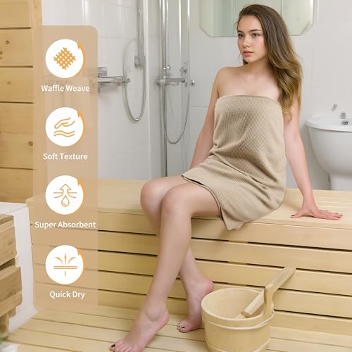 POLYTE 380 GSM Poly Blend Microfiber Quick Dry Waffle Bath Towel, 30x60 in - color: Beige