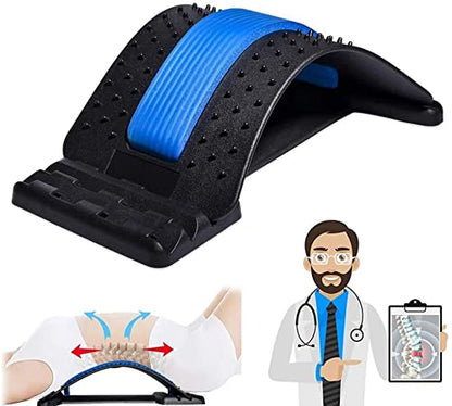Back Massager Stretcher Equipment Massage Tools Magic Stretch Fitness Lumbar Support Relaxation Spine Pain Relief (Blue)