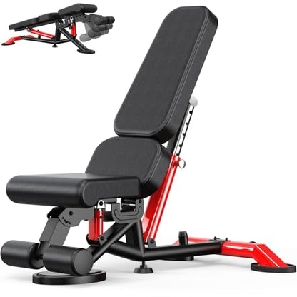 Commercial Adjustable Weight Bench, Heavy Duty 1800LBS Workout Bench for Home Gym, Flat, Decline, Incline Bench Press with Removable Leg for Full Body Strength Training