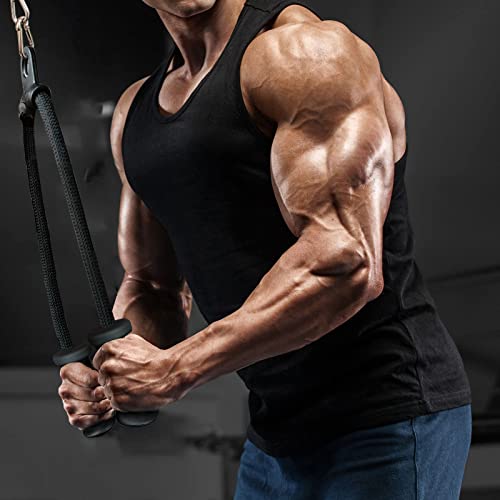 Ergonomic Tricep Rope Pulldown Attachments, Upgraded 27 32 40 & 47 Inch Extra Long Triceps Rope Cable Attachments for Gym, LAT Pull Down Bar for Cable Machine, Tricep Workout Cable Attachments - color: HAND ROPE-02