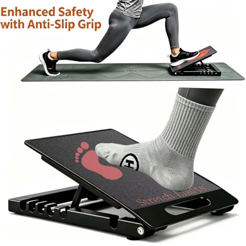 Slant Board for Calf Stretching, Heavy Duty Steel Squat Wedge, 5-Level Adjustable Incline Board, 650 lb Weight Capacity for Heel Elevated Squats, Weightlifting, Calf Stretch & Physical Therapy