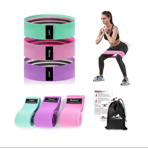 Resistance Bands, Set for Exercise, 3 Resistance Levels, Fabric Stretch Bands for Legs and Glutes, Workout Bands for Yoga, Pilates, Training