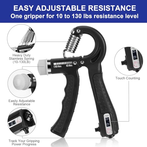 Hand Grip Strengthener [2 Pack] | Adjustable Resistance 10-130lb | Forearm Hand Exerciser for Athletes, Musicians, Rock Climbing & Rehabilitation | Premium Grip Strength Trainer